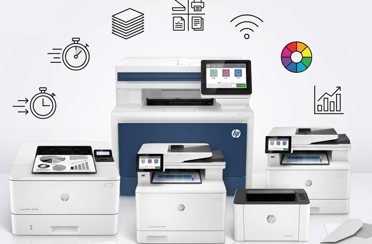 สำนักงานที่ใช้เครื่องพิมพ์ HP และหมึกพิมพ์ HP