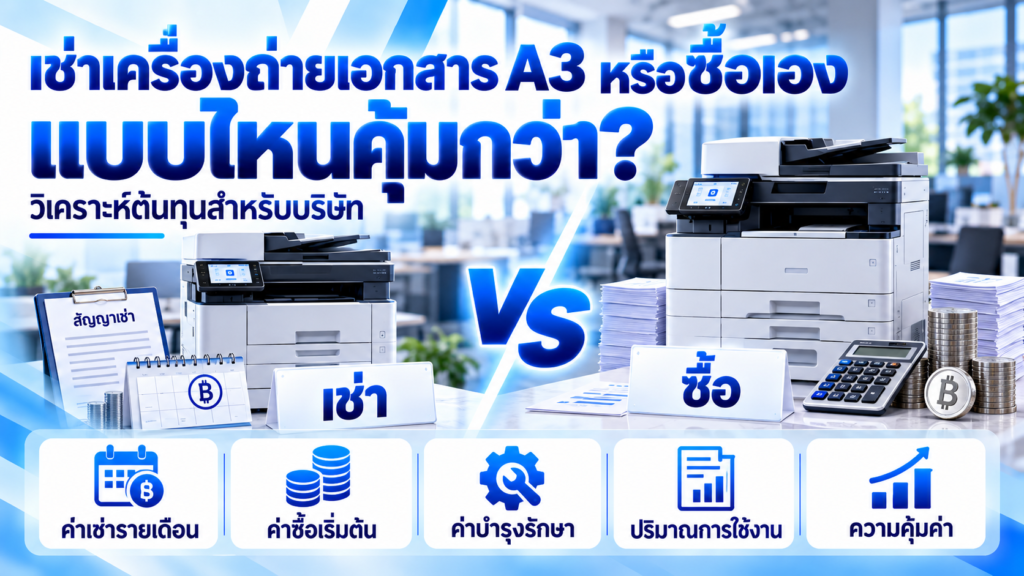 เช่าเครื่องถ่ายเอกสาร A3 หรือซื้อ เปรียบเทียบต้นทุนสำหรับบริษัทและสำนักงาน